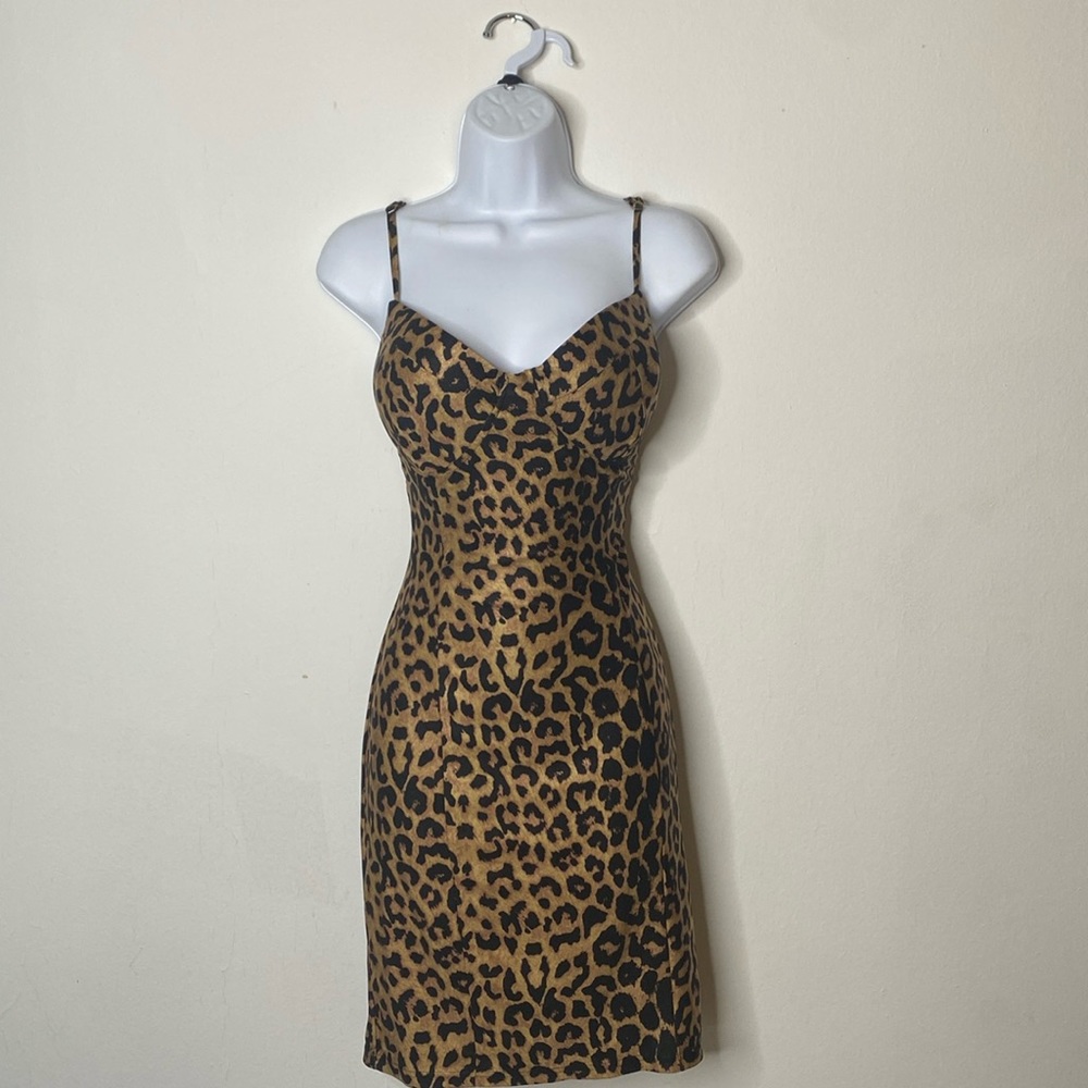 Leopard print dress with lots of stretch and adjustable straps